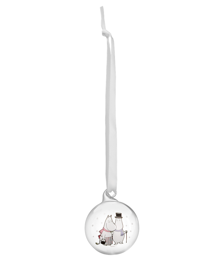 MOOMIN | Glass Bauble | Frosty Day | ⌀ 5cm | Moominmamma & Moominpappa