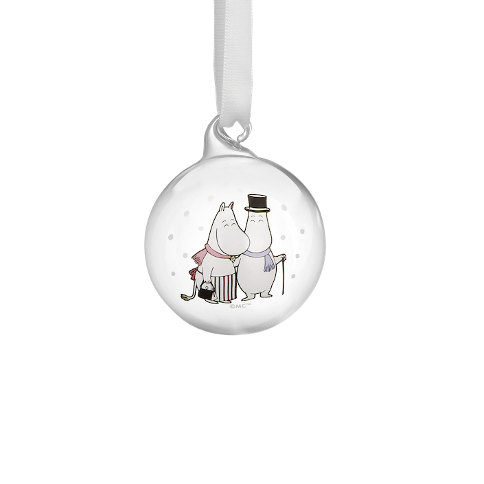MOOMIN | Glass Bauble | Frosty Day | ⌀ 5cm | Moominmamma & Moominpappa
