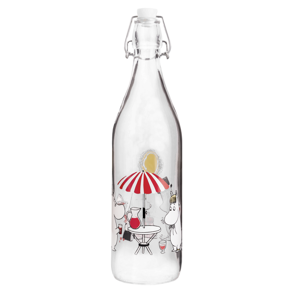 Muurla Moomin Summertime 1L Glass Bottle, with clamp stopper. 774-100-06