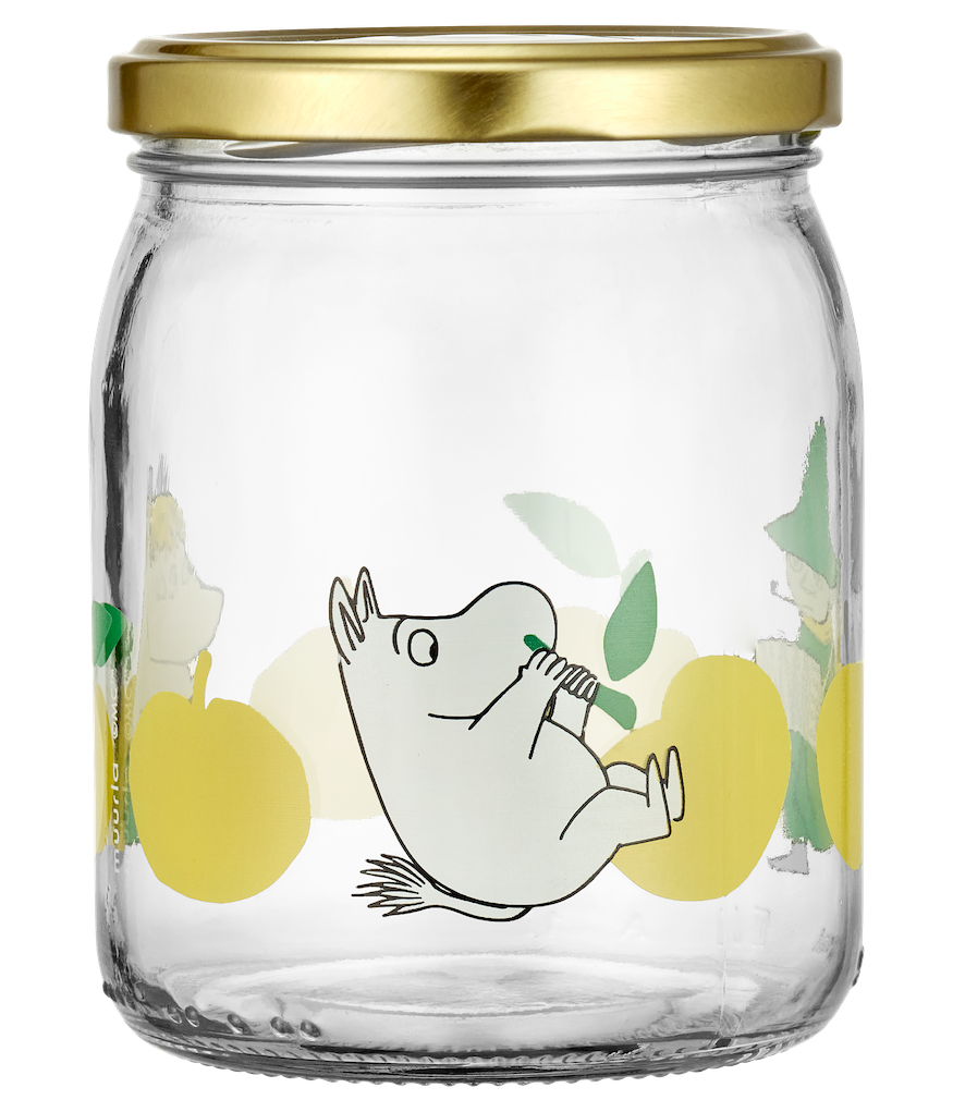MOOMIN | Glass Kitchen Jar With Screw Top Lid | Joyful Apples | 0.5L
