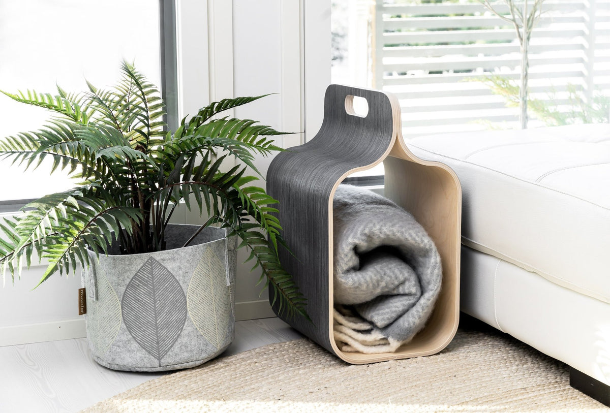 MUURLA | Storage Basket | Leaf | Light Grey | 17 Litres | Made from Recycled Plastic Bottles