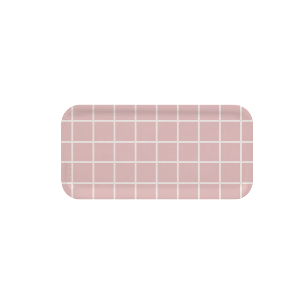 MUURLA | Checks &amp; Stripes | Tray | 27 x 13cm | Pink