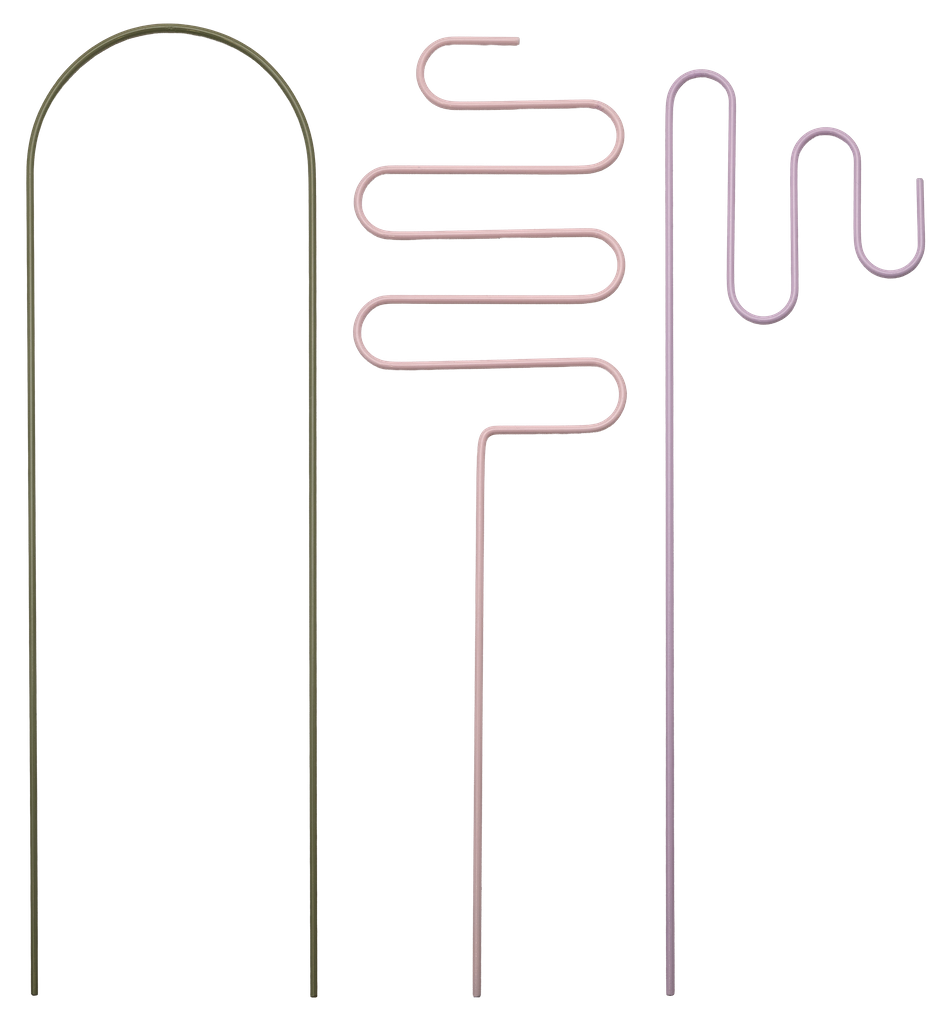 Three potted plants on a reflective surface with a neutral background