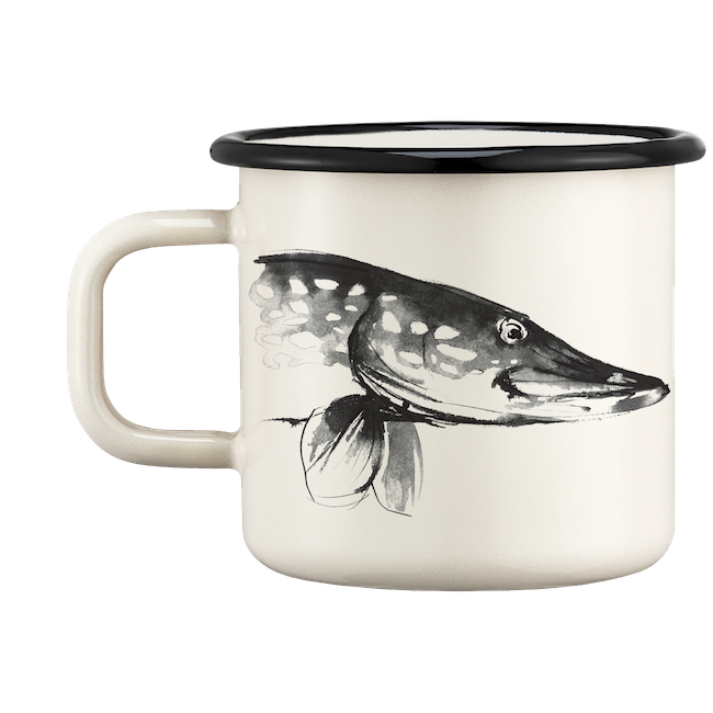 Muurla | Teemu Järvi, Fisherman&#39;s Enamel Mug, 0.55L, Pike and Trout