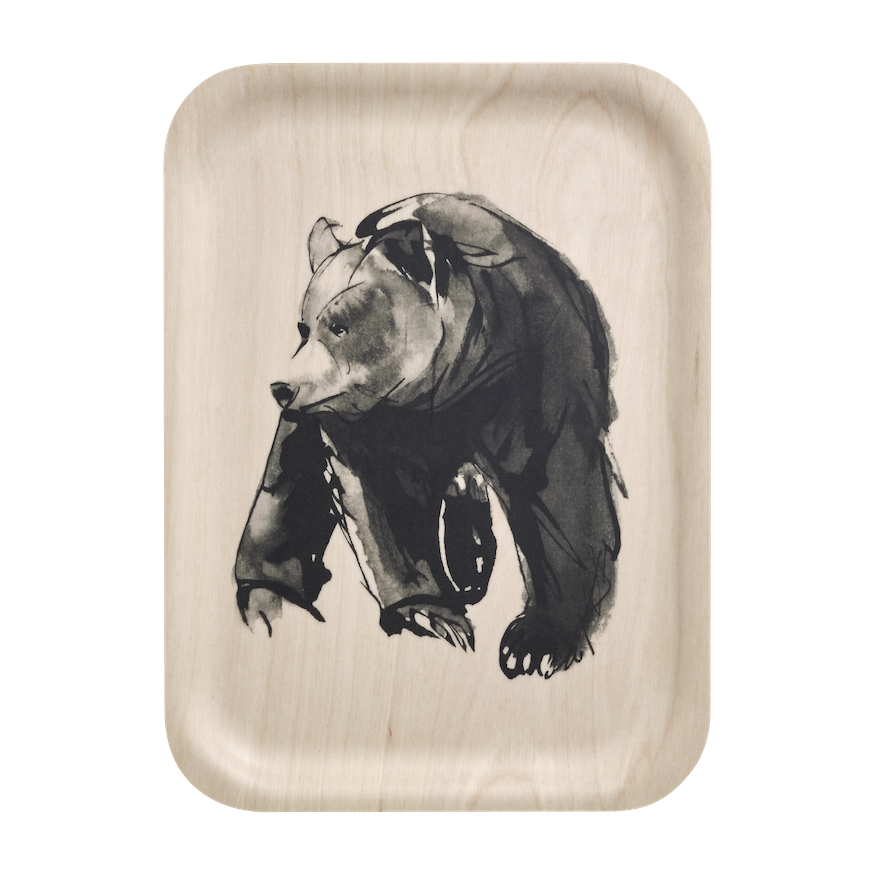 Teemu Jarvi Illustration on a Tray for Muurla Design. Bear Design.