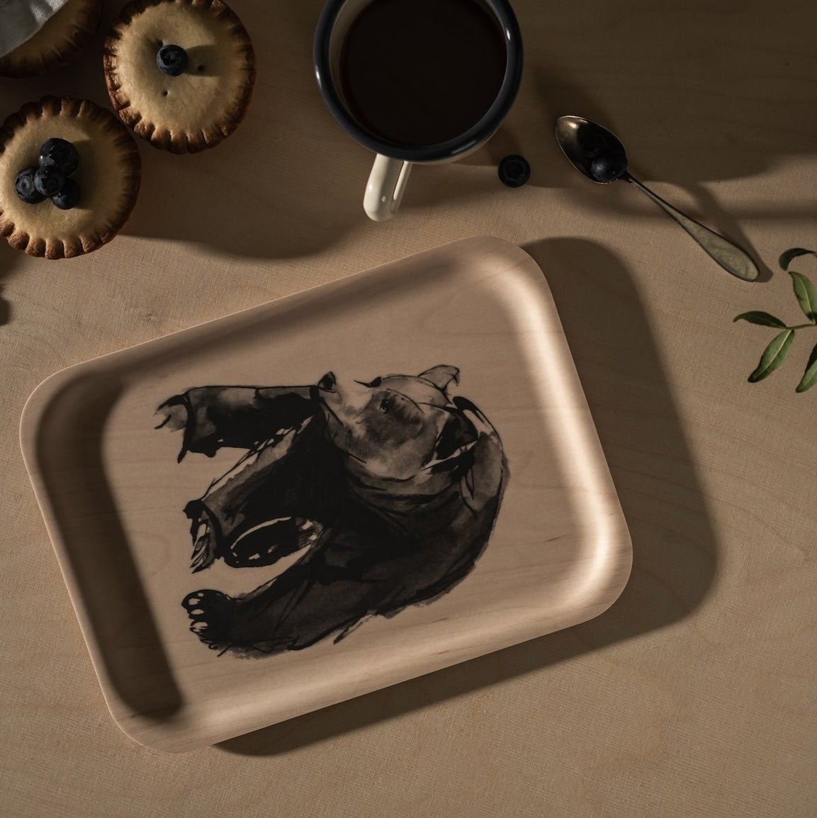 Teemu Jarvi Illustration on a Tray for Muurla Design. Bear Design.