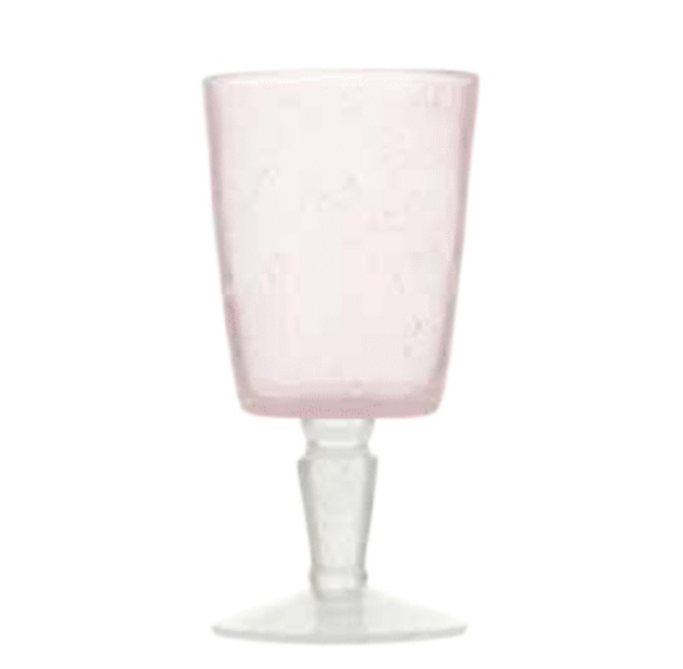 Memento Bubble Glass Wine Goblet in Pink