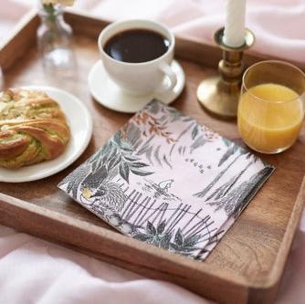 Breakfast tray with a Havi Paper Napkin Kaipaus on top