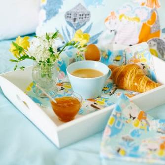 Havi Moomin Paper Napkins on a breakfast tray 