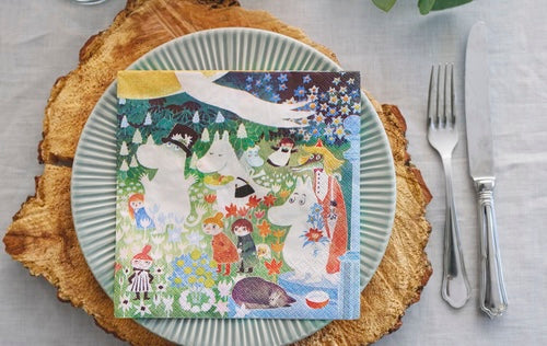 In the Meadow Havi Paper Napkin on a plate setting ready for supper.