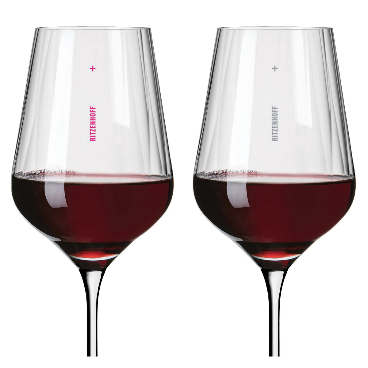 2 x Ritzenhoff &#39;Sternschliff&#39; Red Wine Glasses. Precision manufacturing &amp; detail: these glasses are elaborately worked with an internal relief structure.