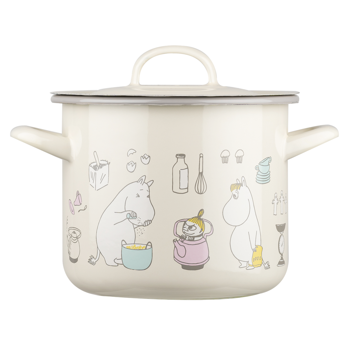 Moomin by Muurla, Bon Appétit Enamel Cooking Pot with Lid, 2.5 L, made in carbon steel enamelware 