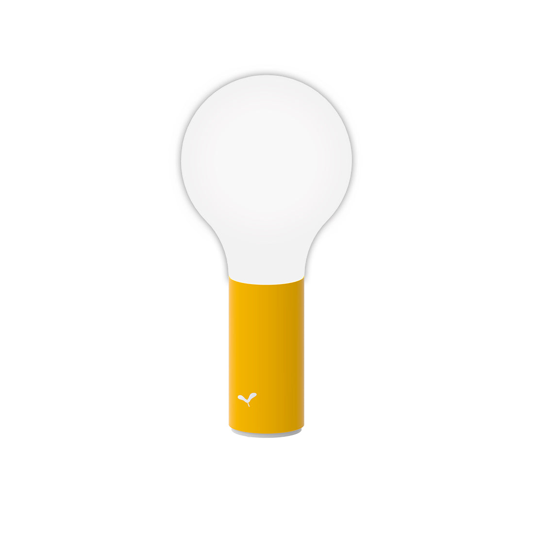 Fermob Aplô portable indoor and outdoor Lamp in Honey in front of a white background.