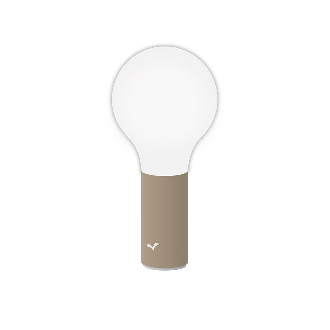 Fermob Aplô portable indoor and outdoor Lamp in Nutmeg in front of a white background.