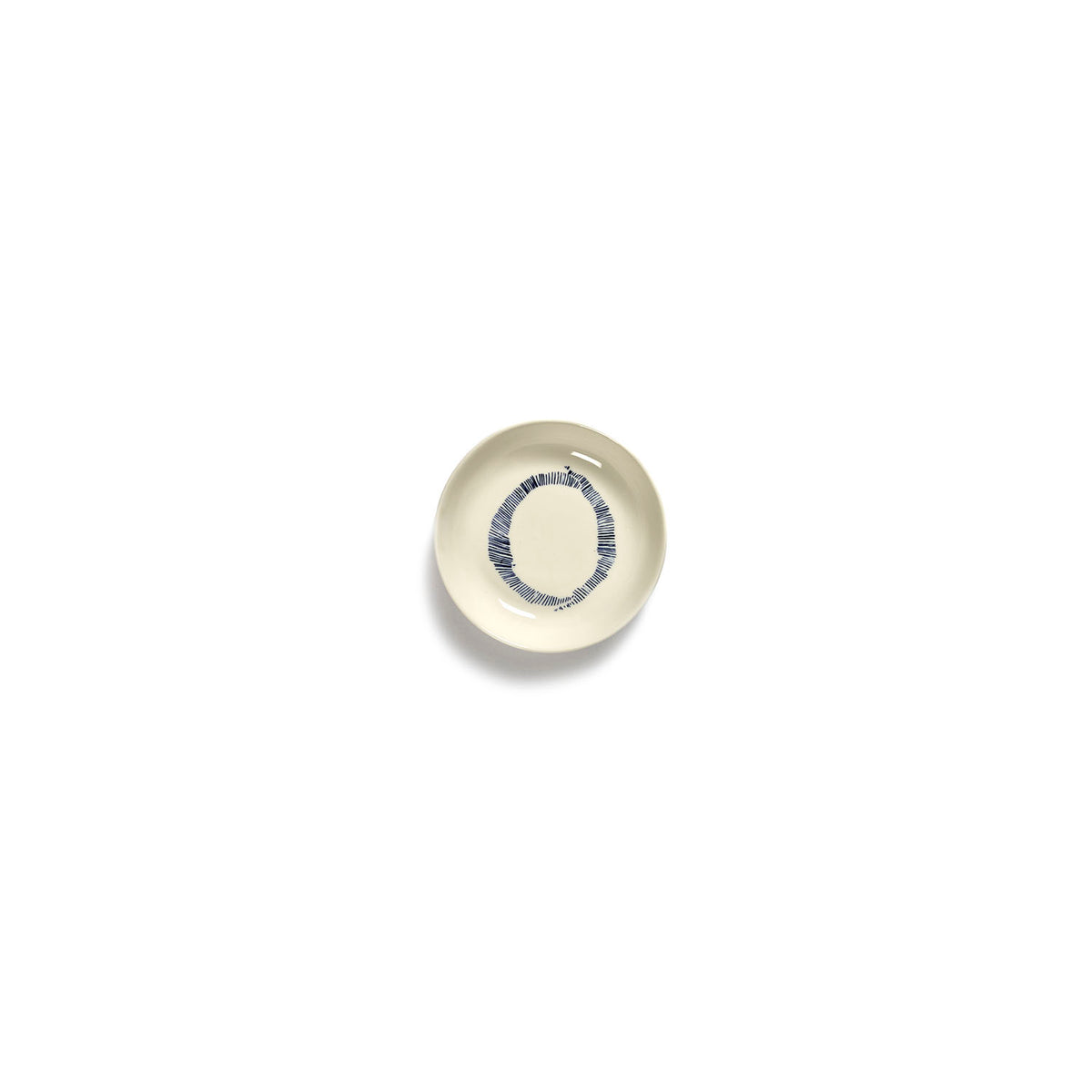 Ottolenghi for Serax Feast collection, small dish, with White Swirl-Stripes Blue design.