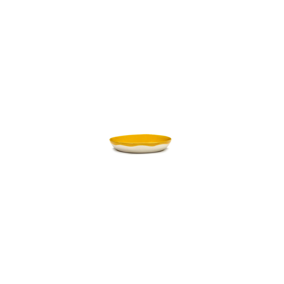 Ottolenghi for Serax Feast collection, side view of small dish, with Sunny Yellow design.