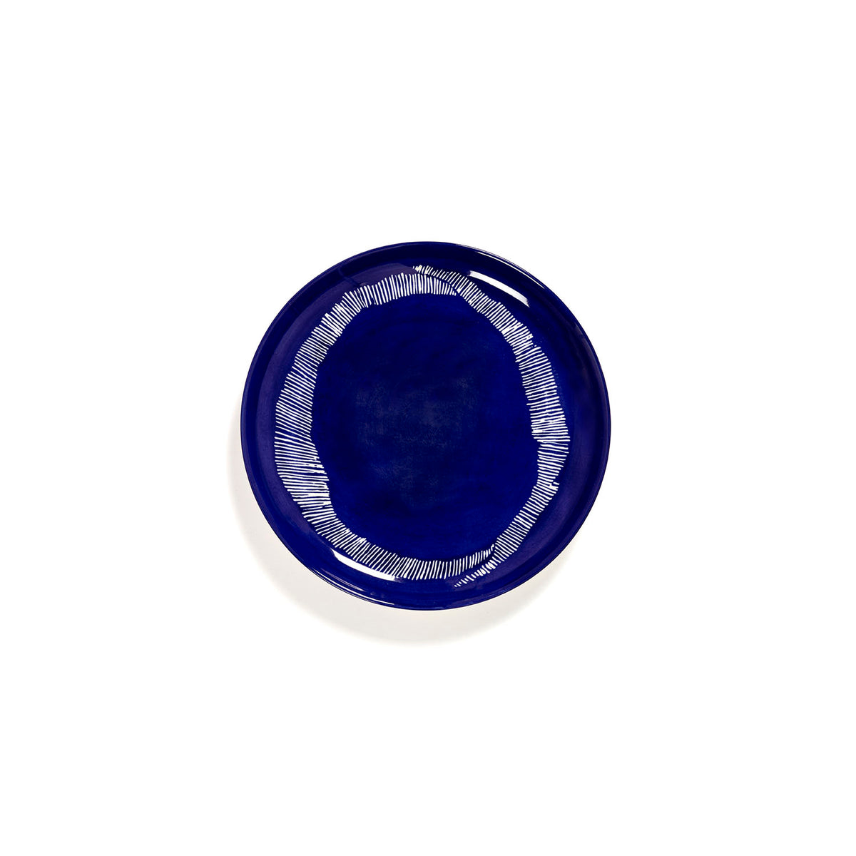 Ottolenghi for Serax Feast collection; medium plate, with lapis lazuli swirl-stripes white design.