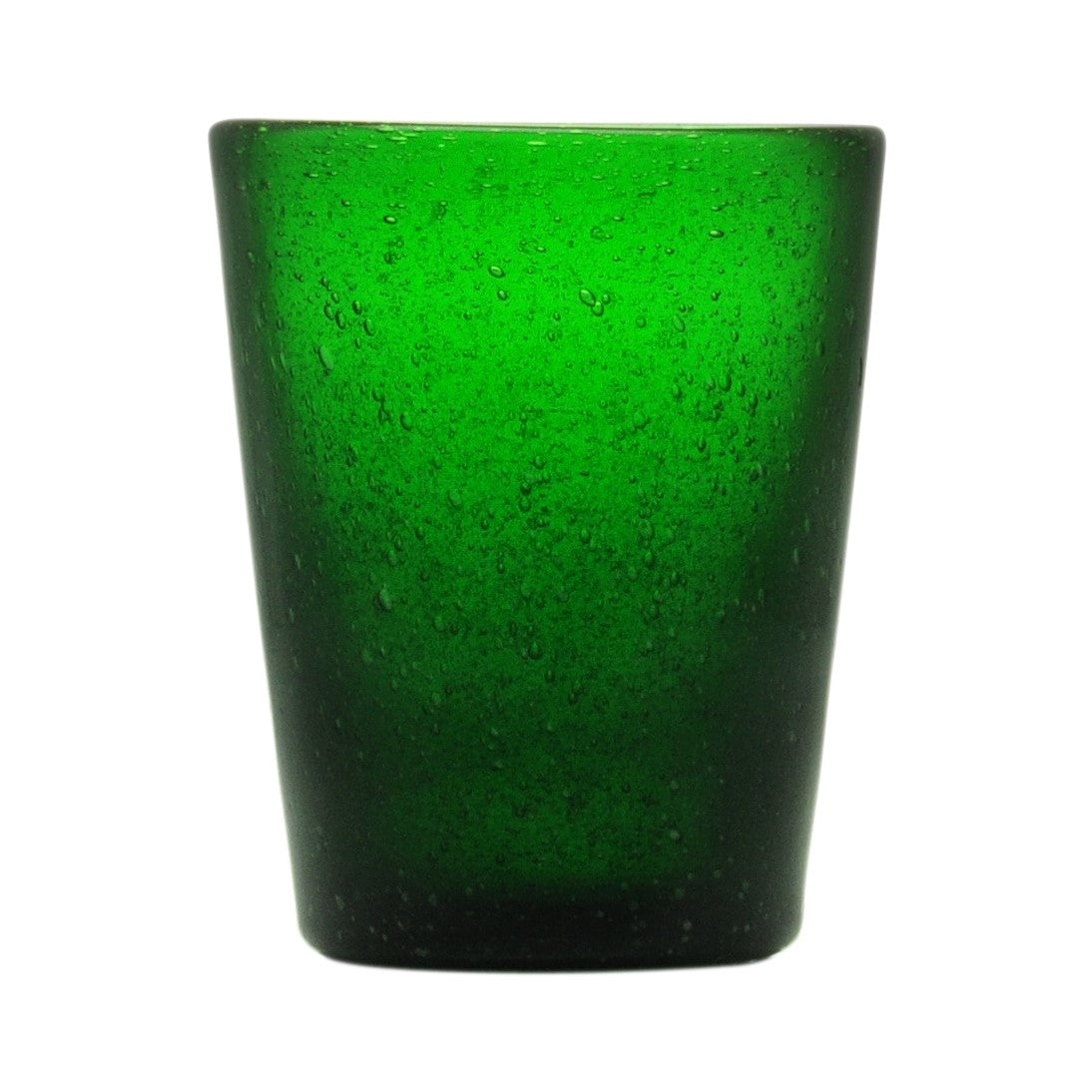 Cheerful, versatile coloured drinking glasses from Memento in Italy. For summer entertaining and everyday use. Decorative bubbles in the glass itself. Colour: Emerald