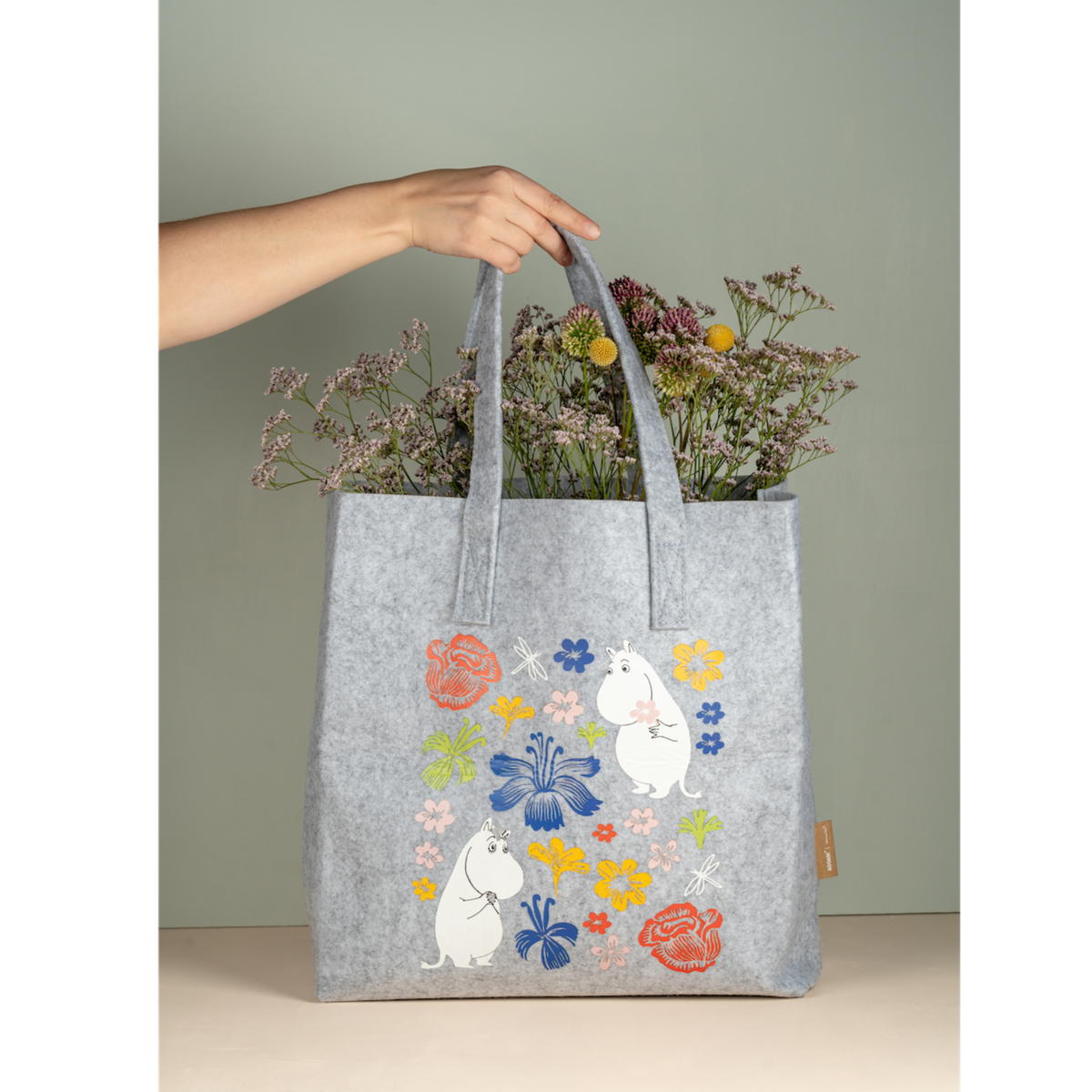 Recycled &#39;felt&#39; Moomin by Muurla Flower Tote Bag 71-4040-03