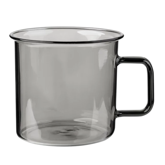 MUURLA | Glass Mug, for Hot or Cold Drinks | 35cl | Grey
