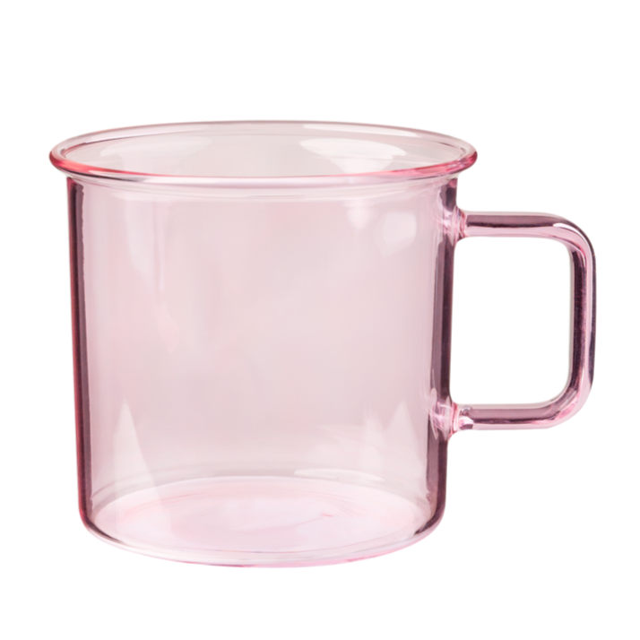 MUURLA | Glass Mug, for Hot or Cold Drinks | 35cl | Pink