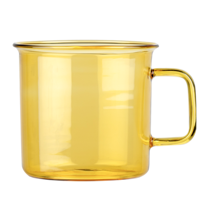 MUURLA | Glass Mug, for Hot or Cold Drinks | 35cl | Yellow
