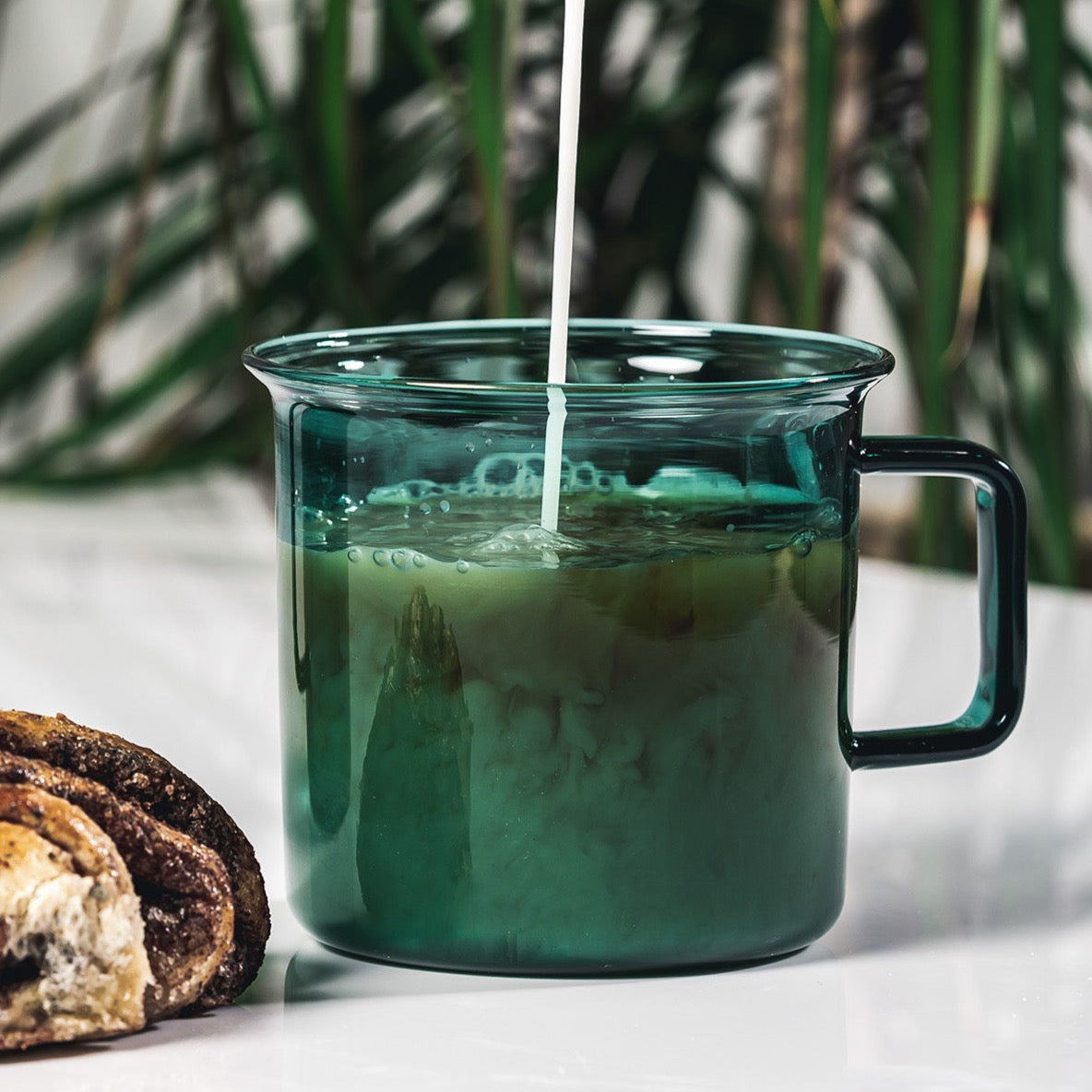 MUURLA | Glass Mug, for Hot or Cold Drinks | 35cl | Teal