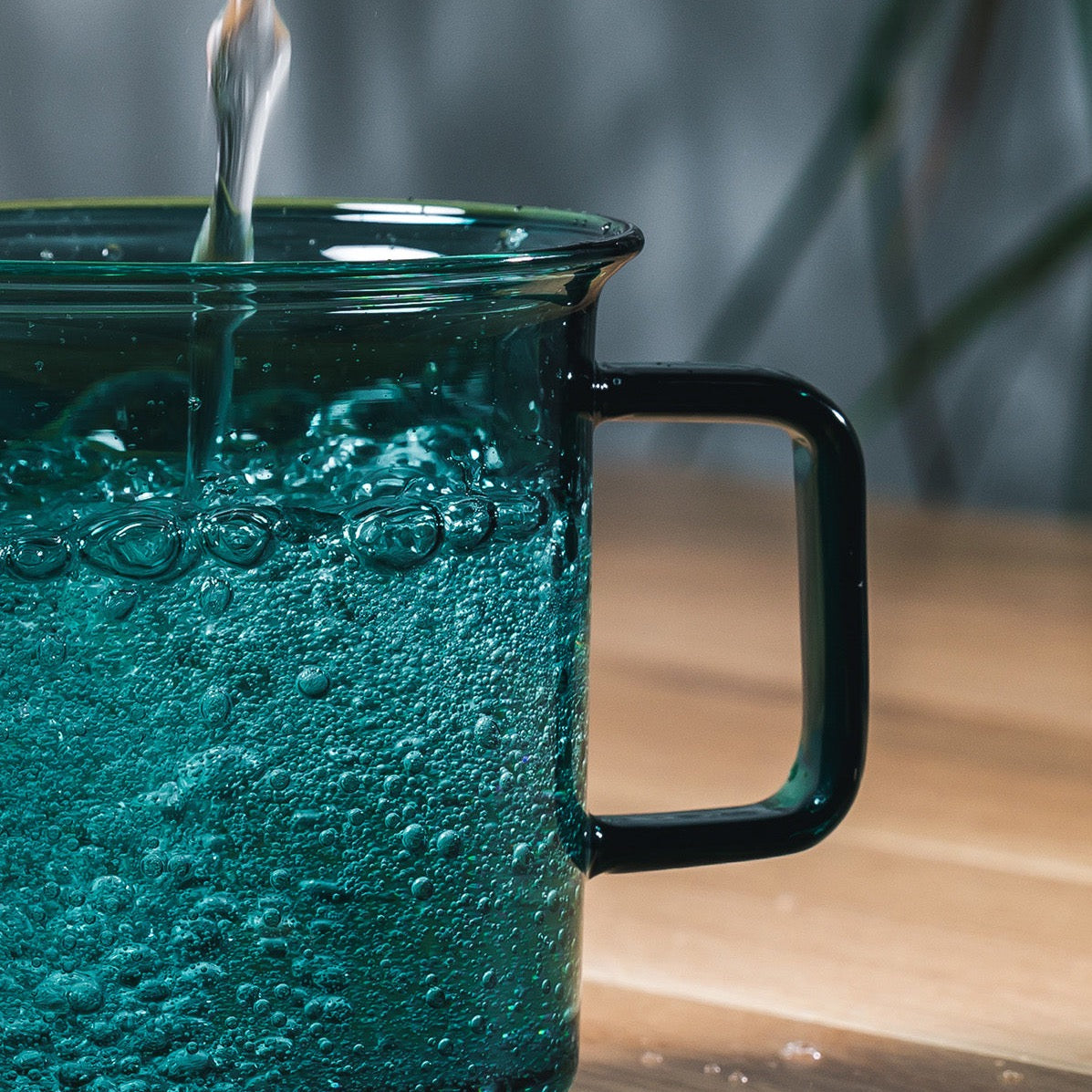 MUURLA | Glass Mug, for Hot or Cold Drinks | 35cl | Teal