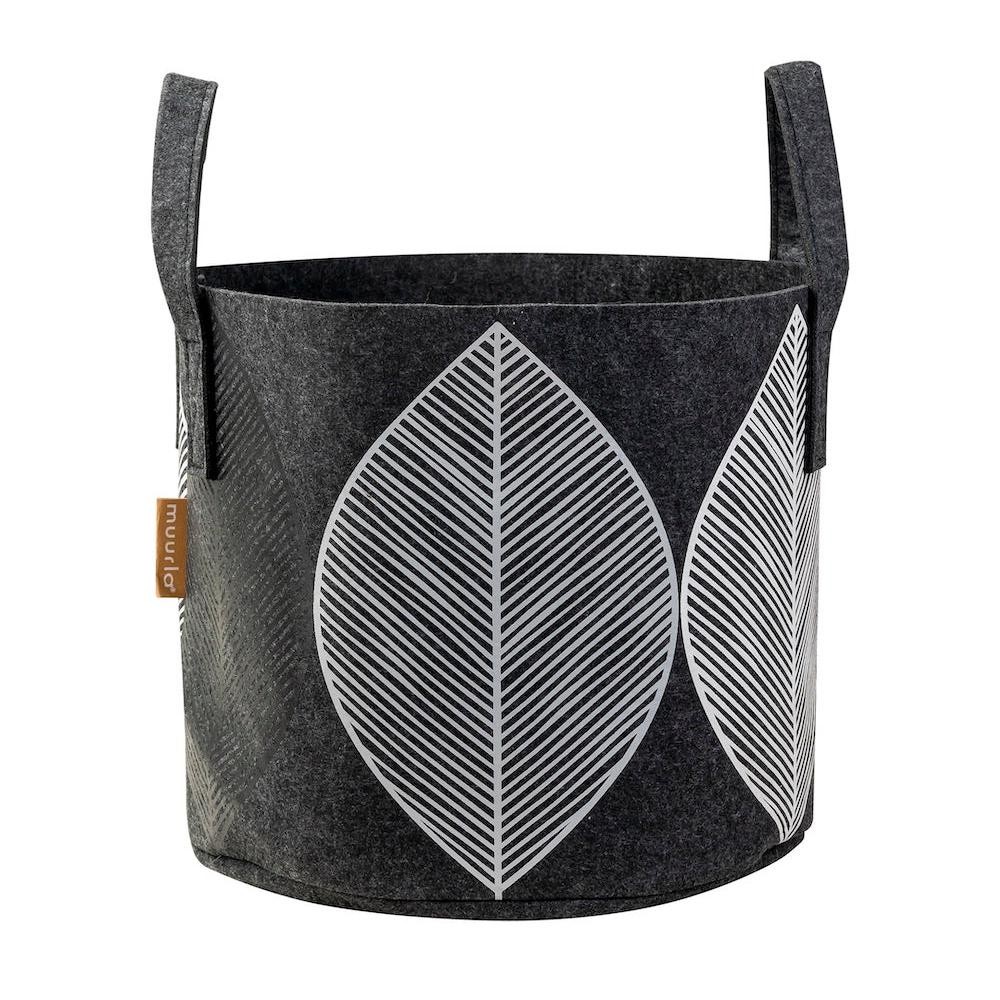 Muurla Design Storage Basket Leaf, Dark Grey.  Made from Recycled Plastic Bottles 2