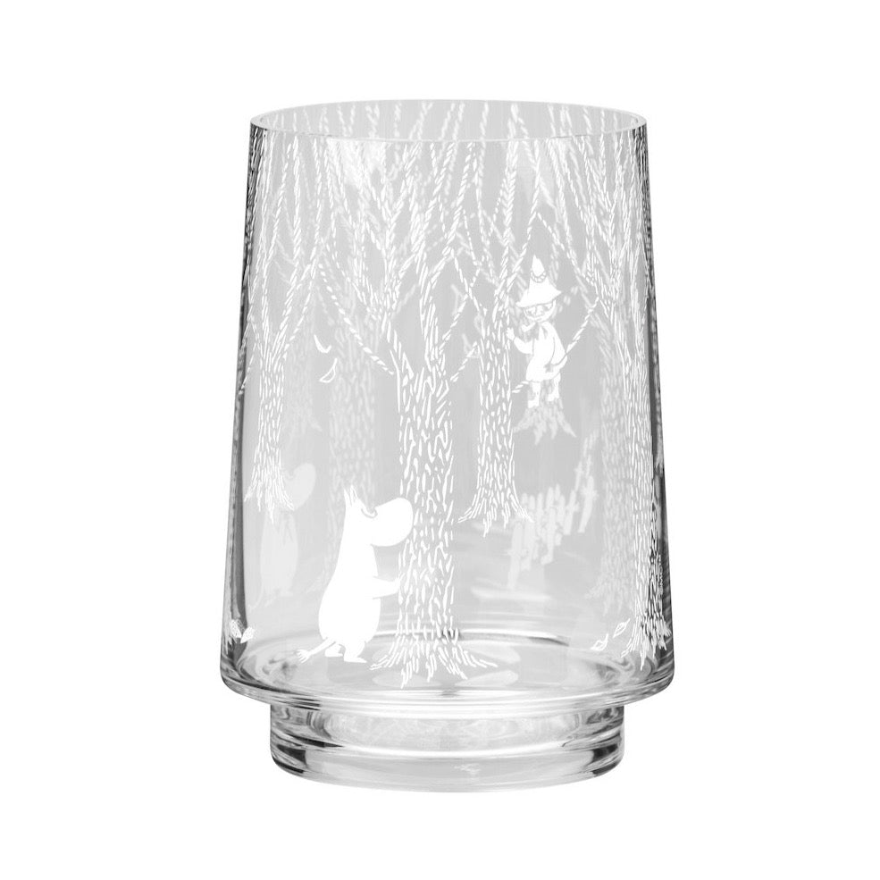 Moomin In the Woods Candle Vase by Muurla Design.  Beautiful soft candle light shining through the Vase Moomin decor.