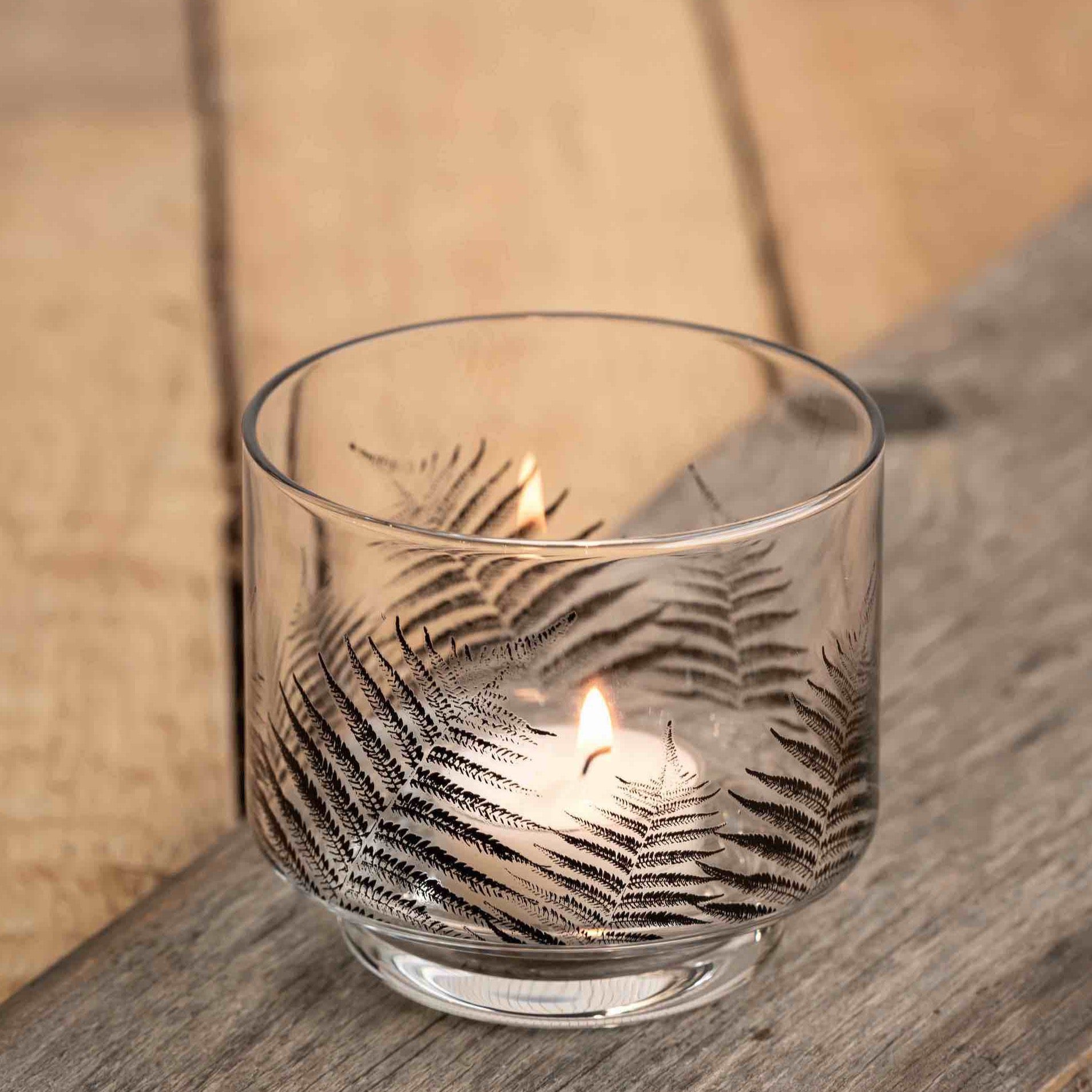 Muurla Nordic The Fern Candle Holder / Bowl with tea light burning inside