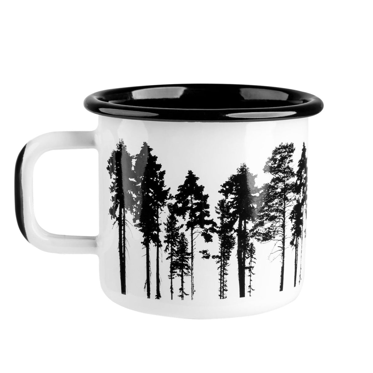Muurla Nordic The Forest Enamel Mug with handprinted rim and handle