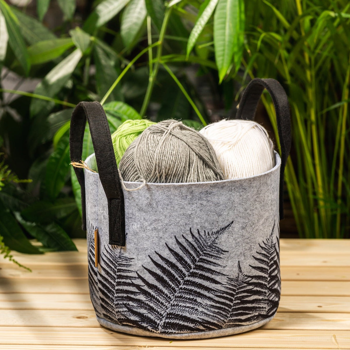 Muurla Design The Fern Storage Basket used to store knitting wool
