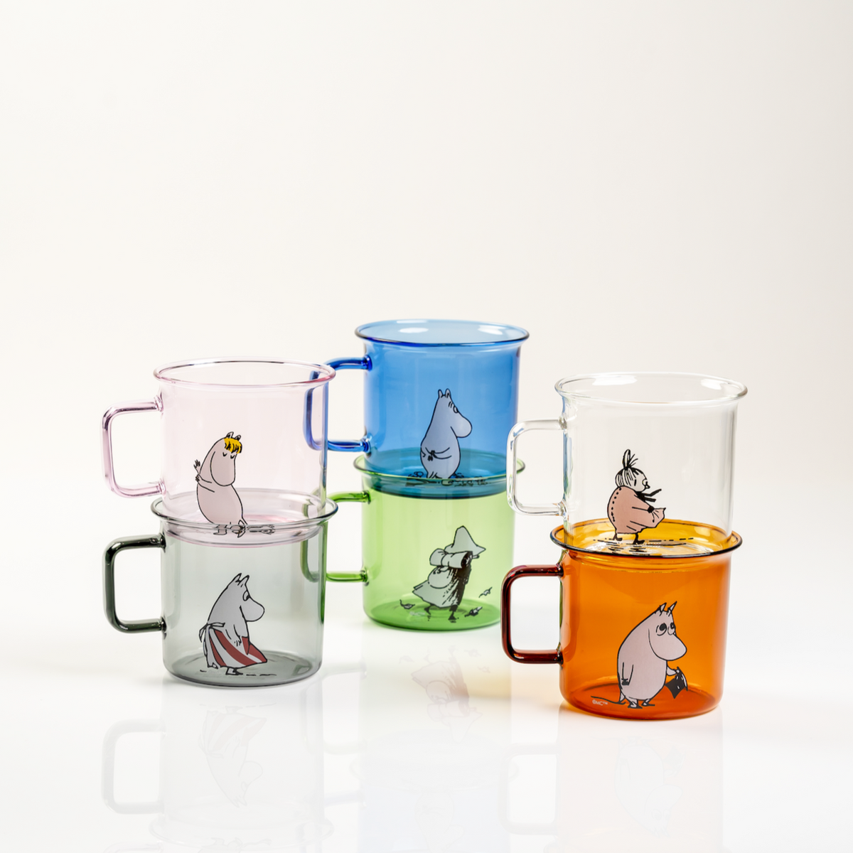 Moomin Glass Mugs in 6 colours by Muurla Design