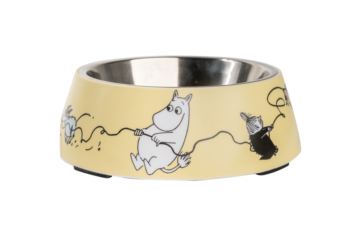 medium yellow pet bowl. Moomin for Pets, by Muurla Design