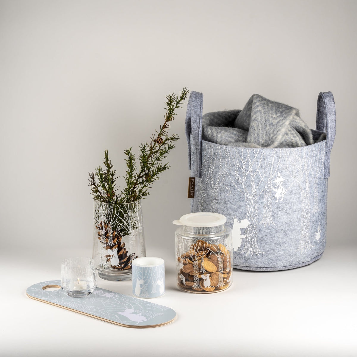 A selection of Moomin In The Woods products by Muurla Design