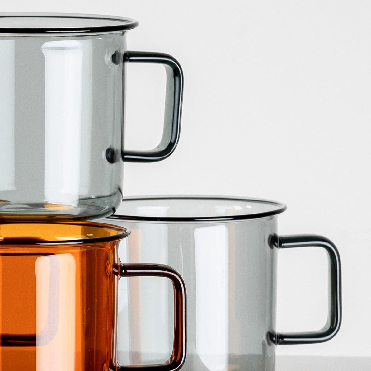 MUURLA | Glass Mug, for Hot or Cold Drinks | 35cl | Grey