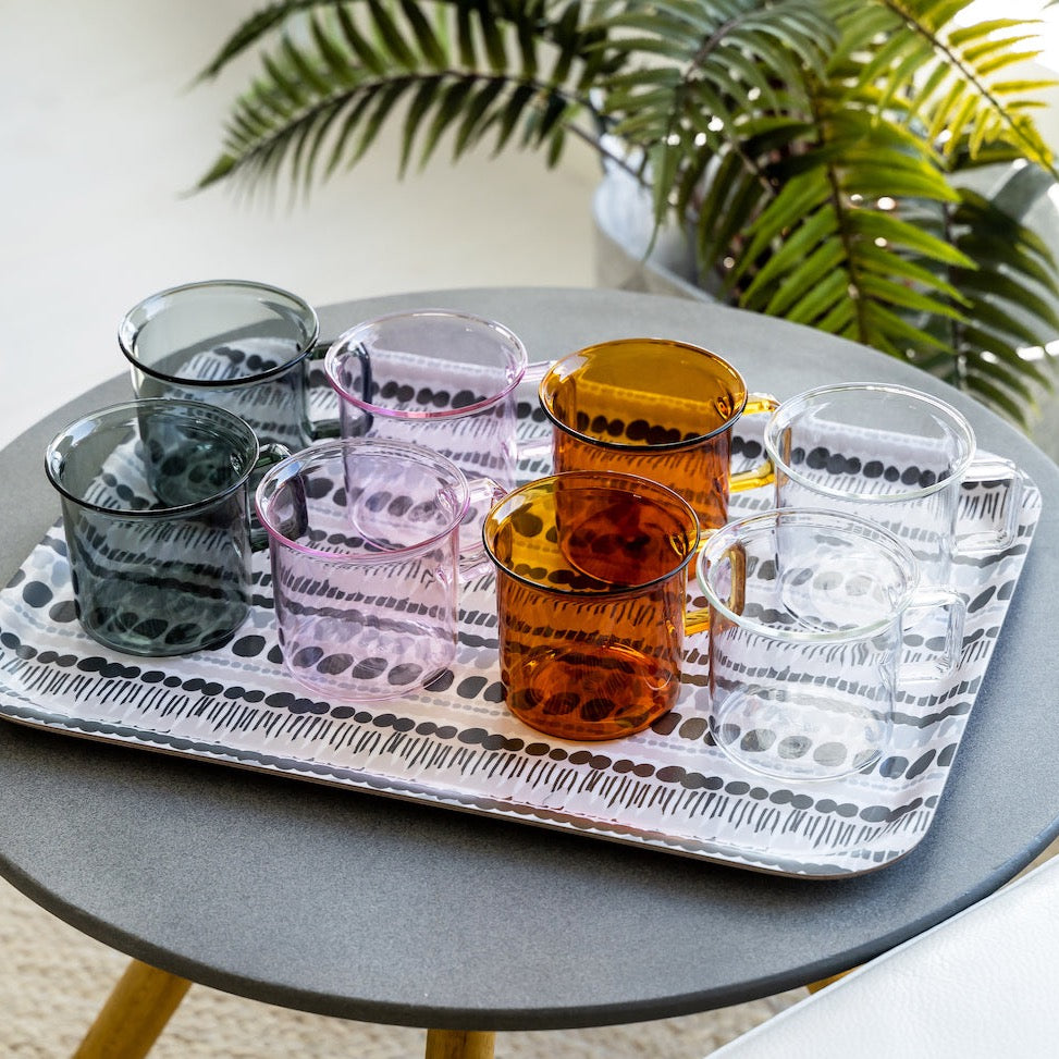 MUURLA | Glass Mug, for Hot or Cold Drinks | 35cl | Grey