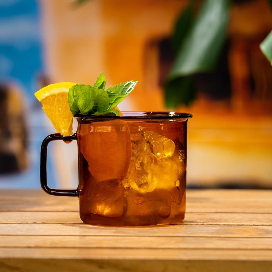 MUURLA | Glass Mug, for Hot or Cold Drinks | 35cl | Amber