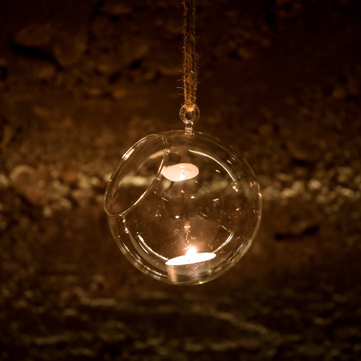 Tea-Light Candle burning in a Muurla Design Decoration Ball 17cm  