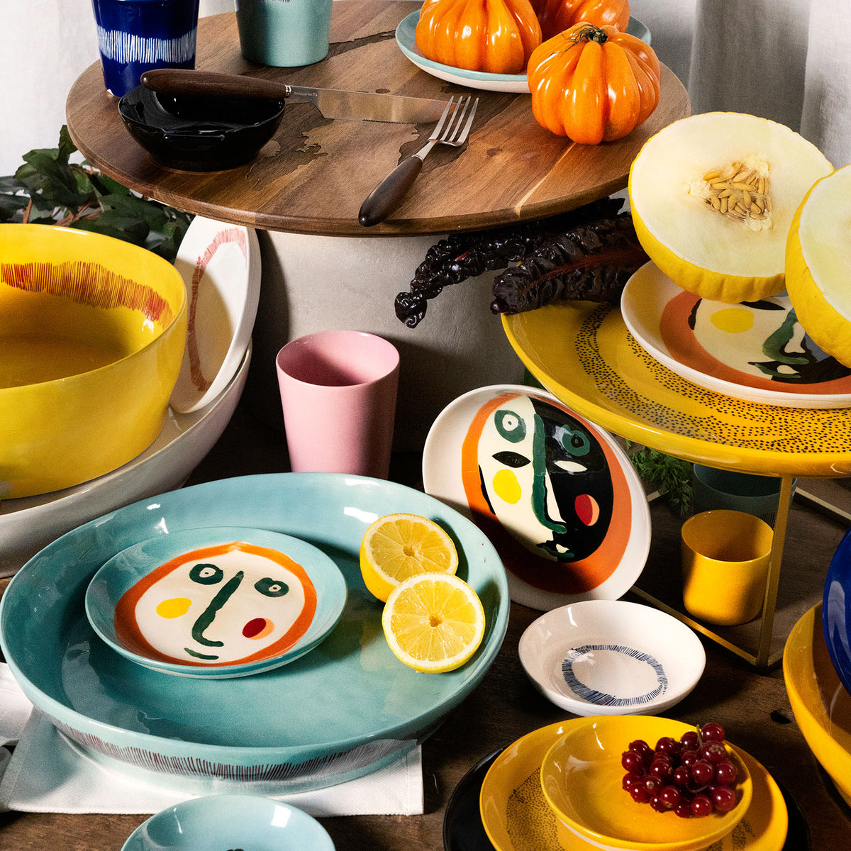 Ottolenghi for Serax Feast collection, group of medium plates, available in four sizes and mixed designs.