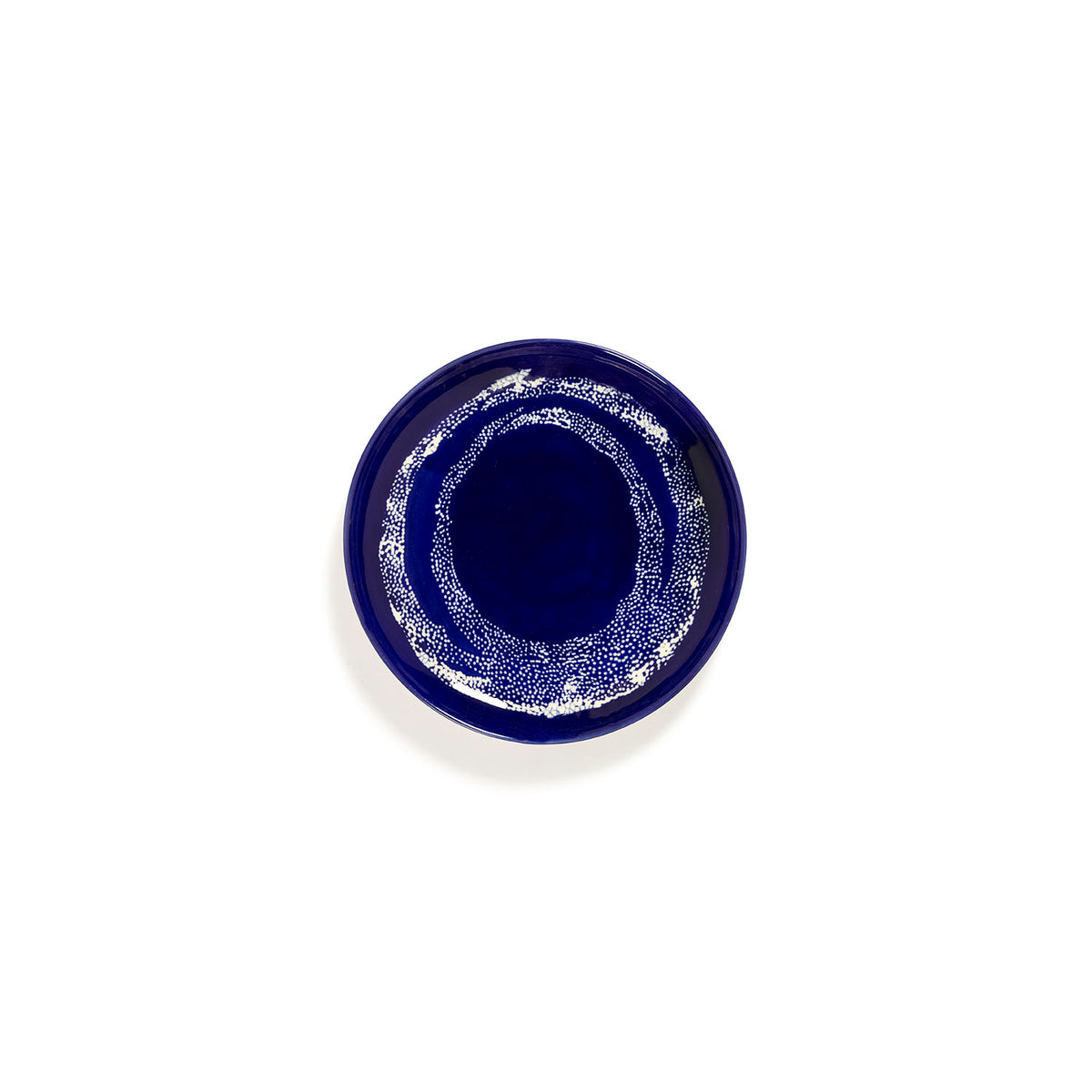 Ottolenghi for Serax Feast collection; small plate, with lapis lazuli swirl-dots white design.