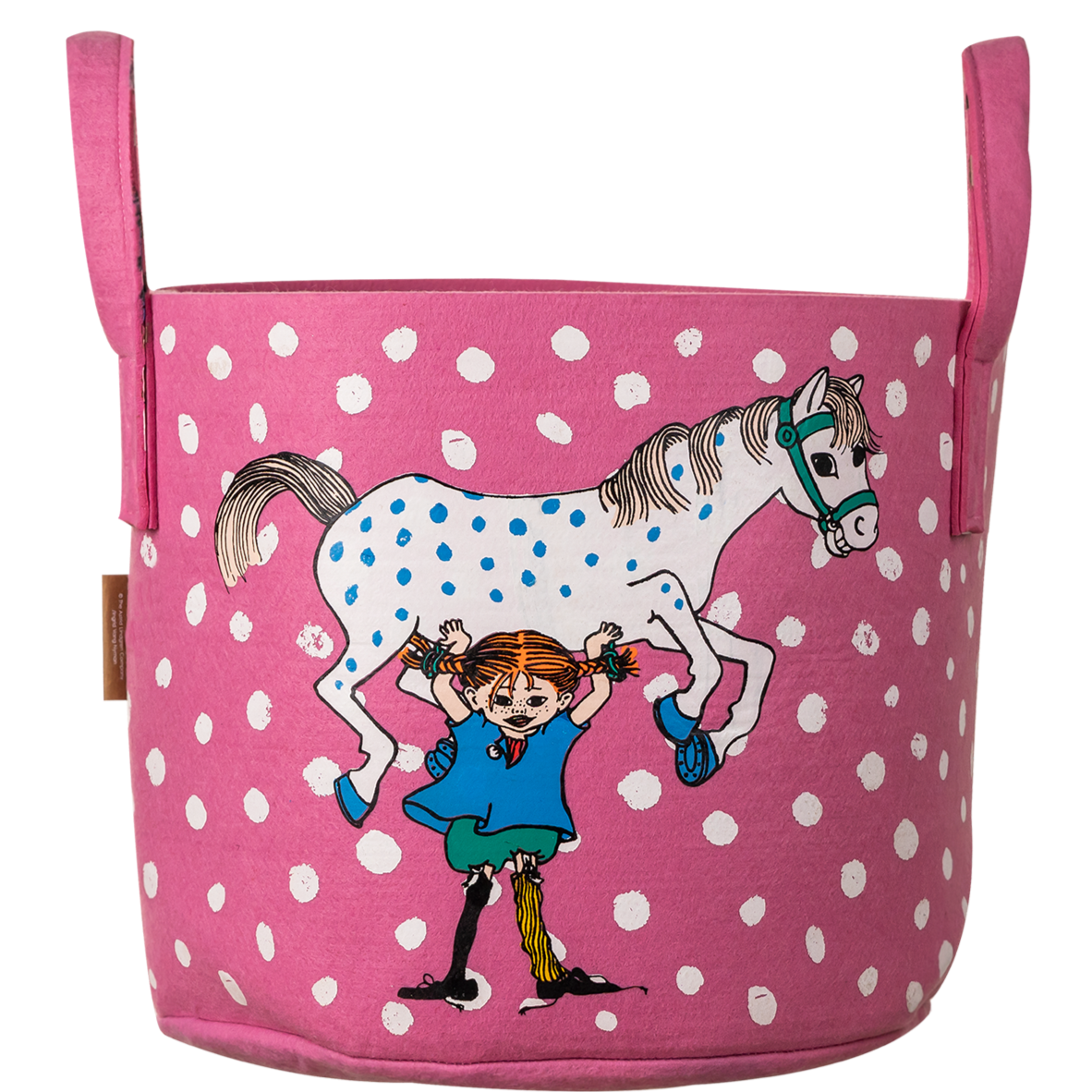 MUURLA | Pippi Longstocking | Storage Basket 30L | Pippi And The Horse - Pink